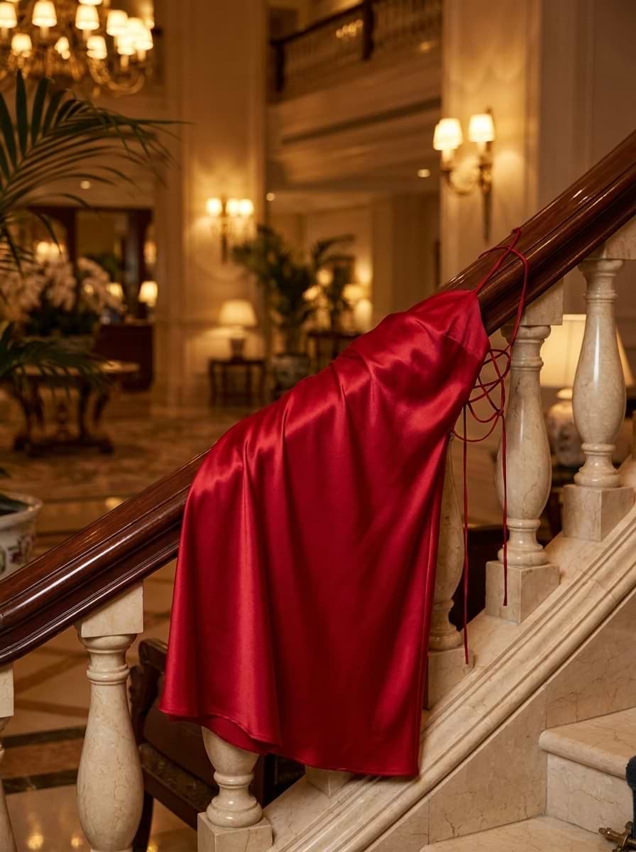 Nuisette Longue Fendue Rouge – Dos Nu Croisé