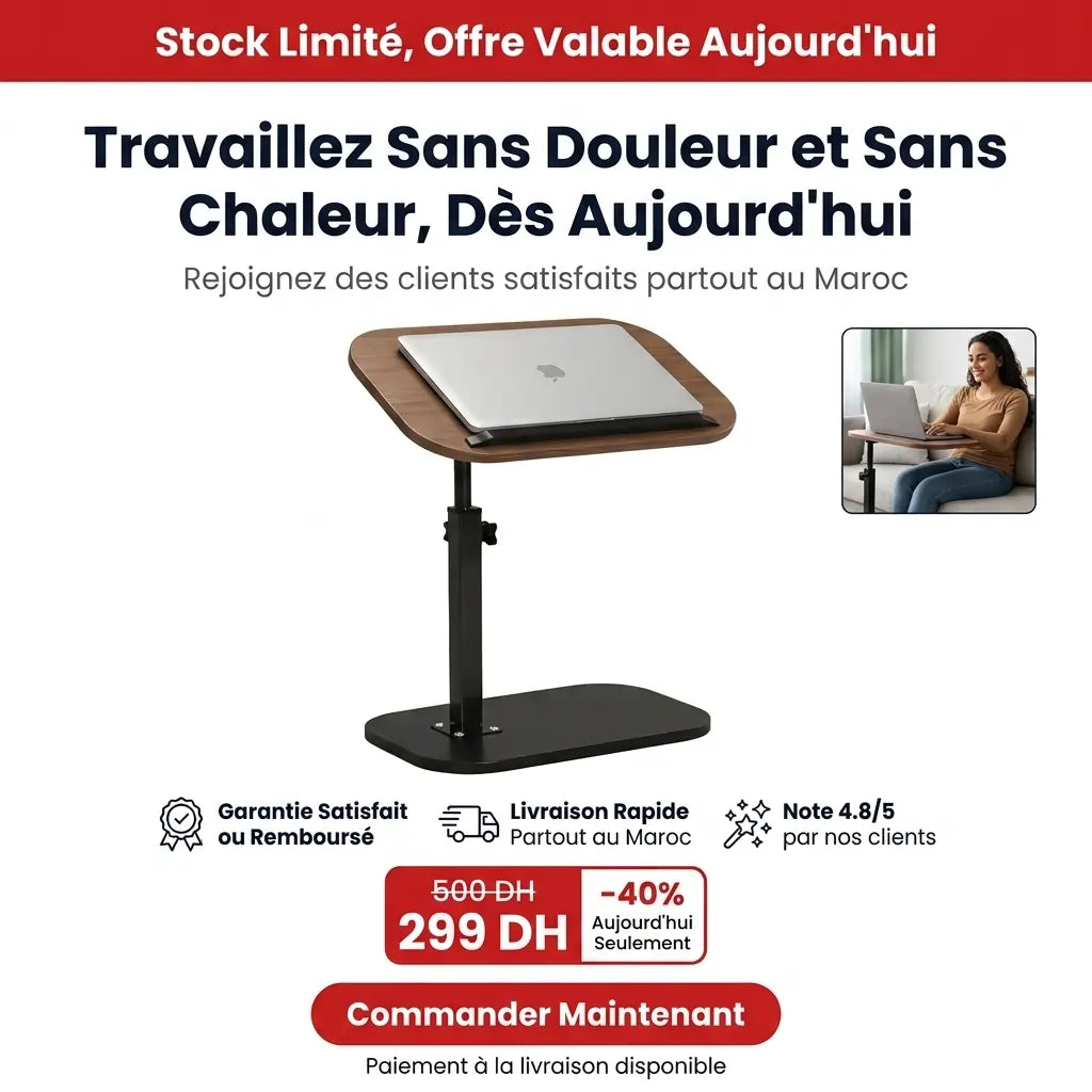 Table de Travail Portable Réglable, Confort et Posture Parfaite