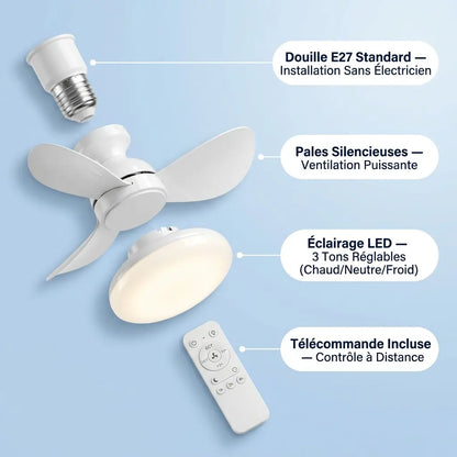 Ventilateur Plafonnier LED avec Télécommande