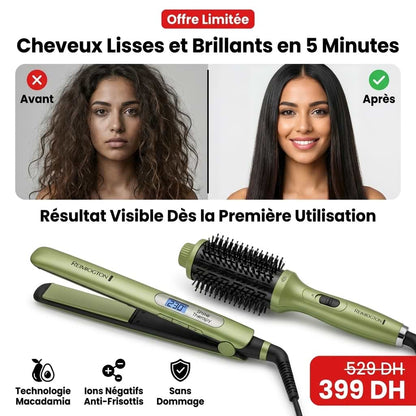 Pack Lisseur et Brosse Soufflante 2 en 1 Macadamia