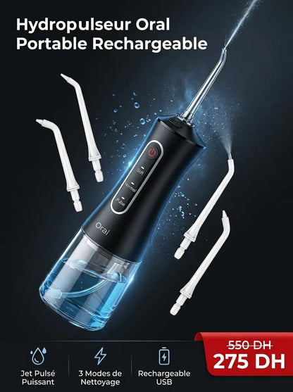 Hydropulseur Oral Portable Rechargeable, Dents et Gencives Impeccables