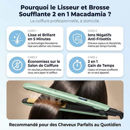 Pack Lisseur et Brosse Soufflante 2 en 1 Macadamia