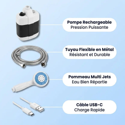 Douche Portable Rechargeable, Compacte et Puissante