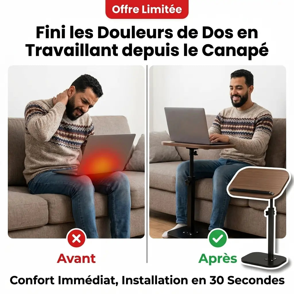 Table de Travail Portable Réglable, Confort et Posture Parfaite