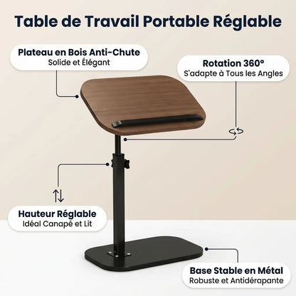 Table de Travail Portable Réglable, Confort et Posture Parfaite
