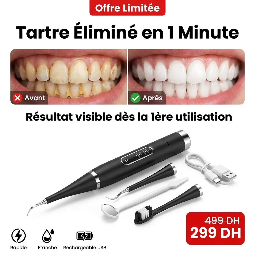 Détartreur Dentaire Électrique Pro - Pack Anti-Tartre